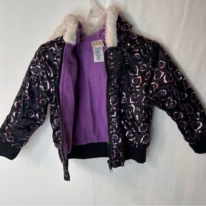 Kidgets Black Purple Kids Baby’s Heart Hoodie Jacket Size 24 Months